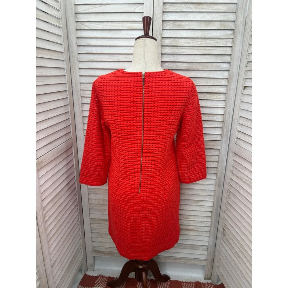 Kate Spade Shift Dress 8 Orange Textured Eyelet Mod Preppy Workwear